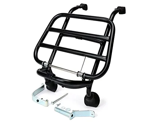 MOTONOSTRA Gepäckträger schwarz matt klappbar vorne kompatibel für Vespa GT, GTL, GTV, GTS, GTS Super, GT60, HPE, Supertech