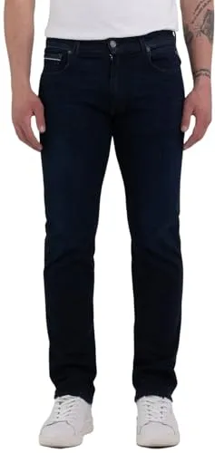 Replay Grover Herren Jeans mit Power Stretch, Dark Blue 007 - Jeans in Dark Blue mit geradem Schnitt und Stretch-Anteil für optimalen Tragekomfort. Ideal für lässige Outfits und Alltagstauglichkeit.
