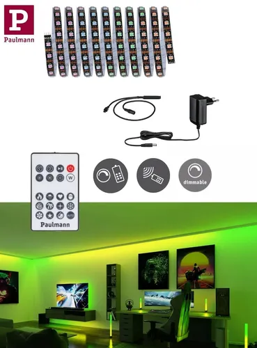 Paulmann EntertainLED Dynamic LED Strip 3m - Smart-Lichtbänder mit RGB+ Farbwechsel, dimmbar und fernsteuerbar für kreative Lichtgestaltungen im Wohnzimmer.