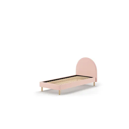 Polsterbett VIPACK "Moon" in Rosa, inkl. Rolllattenrost - Skandinavisches Polsterbett in Rosa mit flauschigem Bouclé Stoff für optimalen Schlafkomfort. Inklusive Lattenrost und einfache Selbstmontage. Ideal für Kinder- und Jugendzimmer.
