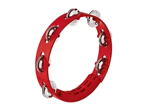 Nino Percussion Compact Tambourine Instrument - Musikinstrument für Kinder ab 3 Jahren - Durchmesser 8 Zoll - Kunststoff, Rot (NINO49R)