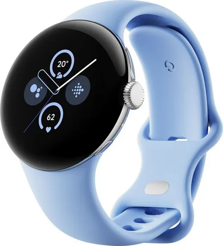 Google Pixel Watch 2 - Smartwatch in Polished Silver, GPS-Tracking und EKG-kompatibel für umfassende Gesundheitsüberwachung