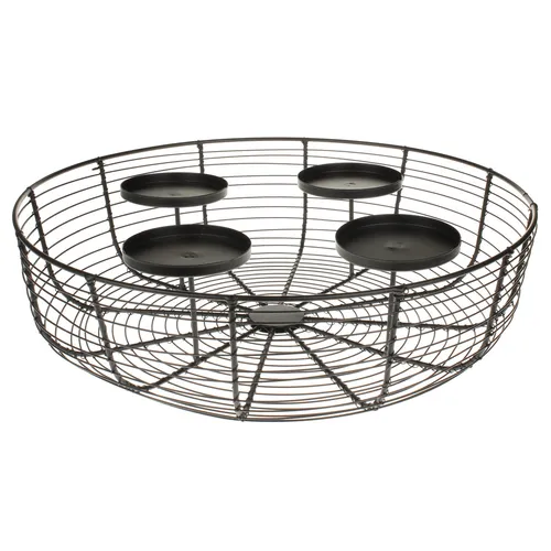 MACOSA CP31899 Adventskranz schwarz Metall 36 cm - Moderne Tisch-Dekoration für Weihnachten - Dieser elegante Metallkranz mit 4 Kerzenhaltern ist vielseitig dekorierbar und sorgt für festliche Stimmung.