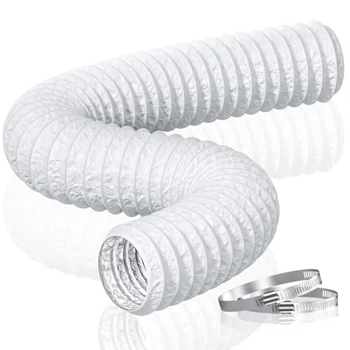 HG Power 100mm Abluftschlauch, 5m Flexibel PVC Alurohr Lüftungsschlauch Schallgedämmter Alu Flex-Schlauch Abluftrohr für Wachstumszelt Trockner Mobile Klimaanlage Abluftventilator, Weiß
