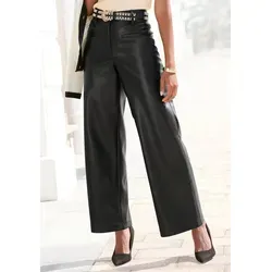 Lederimitathose LASCANA für Damen in Schwarz - Modische Stoffhose aus Kunstleder mit figurumspielendem Schnitt und Gürtelschlaufen. Ideal für festliche Anlässe, bequem und stylisch zugleich.