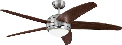 Westinghouse Bendan 132 cm Deckenventilator mit Leuchte - Stylischer 132 cm Deckenventilator in seidenmattem Chrom für große Räume, mit fünf Wengue-farbigen Flügeln und energieeffizienter Beleuchtung, ideal für angenehme Luftzirkulation und elegantes Ambiente.
