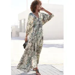 Maxikleid BUFFALO, Damen, Gr. 38, N-Gr, bunt (bedruckt), Web, Obermaterial: 100% Viskose, bedruckt, animal-print, modisch, figurumspielend bodenlang, tiefer V-Ausschnitt, Kurzarm elastischer Bund, Kleider, mit Schlangenmuster und V-Ausschnitt, Sommerkleid, causal-chic