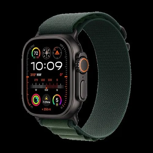 Apple Watch Ultra 2 - 49 mm, Schwarz-Grün, 64 GB, GPS - Intelligente Uhr mit robustem Titan-Gehäuse, ideal für Outdoor-Aktivitäten. Mit umfangreichen Fitness-Tracking-Funktionen und wasserdicht bis 100 m, perfekt für Abenteuer.