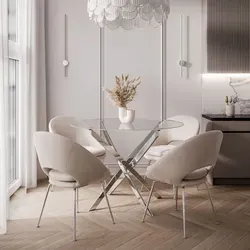 Lookway Esstisch BEIRA - runde Glasplatte 90 cm, Chrom - Moderner Esstisch mit fest montierter Glasplatte, ideal für kleine Räume. Einfache Selbstmontage und elegantes Design für stilvolle Essbereiche.
