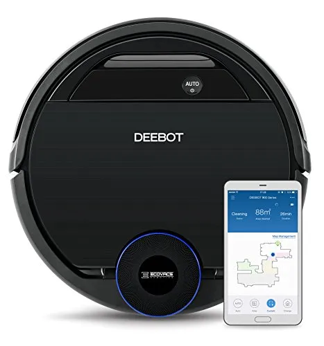 DEEBOT OZMO 930 - Beutelloser Saugroboter in Schwarz, leise mit 65 dB, ideal für Teppiche und Auto-Modus