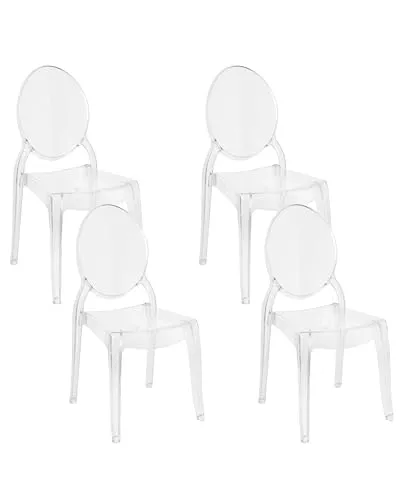 BELIANI Esszimmerstuhl 4er Set Transparent Kunststoff - Modernes 4er Set aus transparentem Kunststoff, pflegeleicht und stapelbar – ideal für jeden Wohn- und Arbeitsbereich!