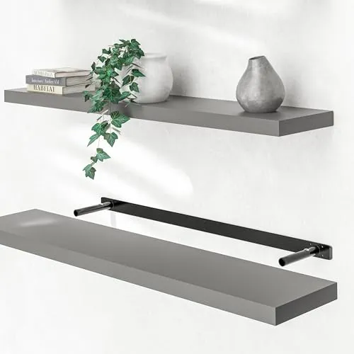 Casaria Wandboard - Grau Hängeregal 110cm - Wandkonsolen mit 15kg Tragkraft, ideal für Küche und Wohnzimmer, elegantes mattes Design für eine moderne Raumgestaltung.