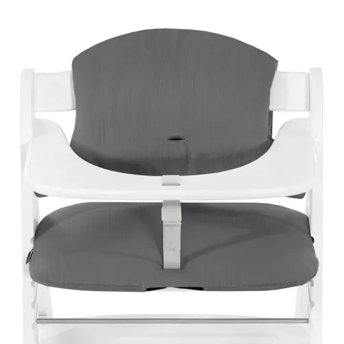 hauck Sitzkissen für Alpha+, Beta+ & Arketa Holzhochstuhl Highchair Pad Select, Anti-Rutsch Noppen, Doppelte Polsterung an Rückenlehne, Einfache Befestigung am Kinderstuhl (Dark Grey)