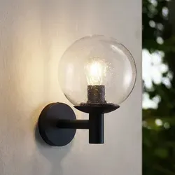 Lindby Außen-Wandleuchte Dangan - Stilvolle Beleuchtung für den Außenbereich - Lampen, elegante Außenwandleuchte aus Glas und Aluminium mit IP44-Schutz, ideal für wetterfeste Beleuchtung im Garten oder an der Fassade.