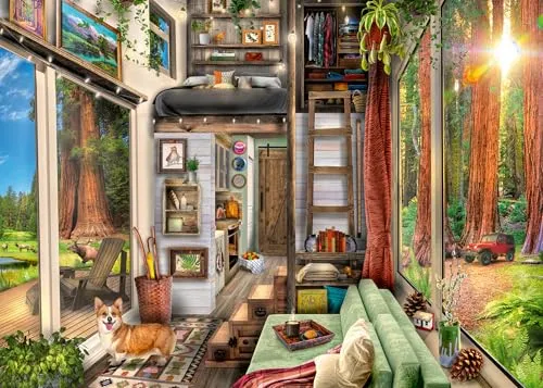 Ravensburger 17496 Redwood Forest Tiny House Lifestyle - Cozy, Retreat Kleines Haus Puzzle, 27 x 20