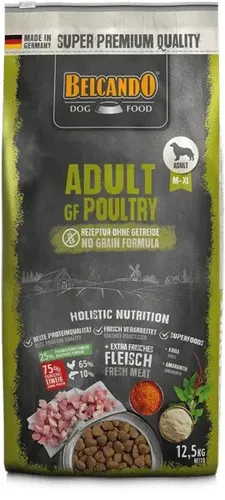 Belcando Adult GF Poultry - Getreidefreies Trockenfutter für Hunde | 12,5 kg - Hundefutter, getreidefrei und glutenfrei, ideal für ausgewachsene Hunde aller Größen mit hochwertigem Huhn als Hauptzutat.