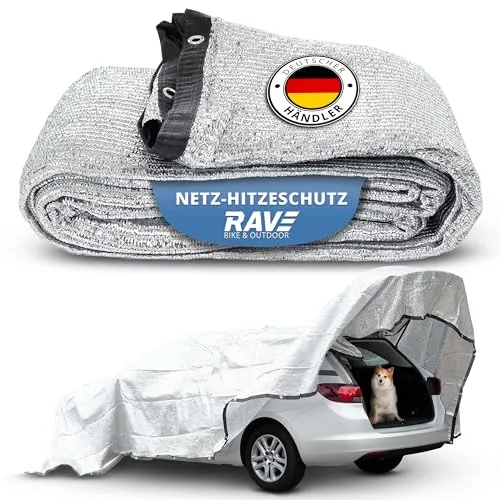 RAVE Großes Aluminium-Schattennetz für Auto, Hund & Camping - Sonnensegel mit 80% UV-Schutz, leicht und luftdurchlässig für optimalen Kühleffekt unterwegs – ideal für Autoabdeckung und Camping.