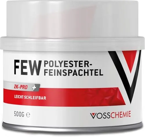 Vosschemie Feinspachtel 500g – 2K Spachtelmasse styrolfrei für Auto, KFZ, Karosserie, Boot, Metall, Holz & GFK – schnell schleifbar