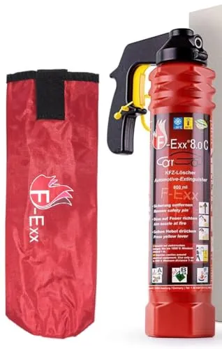 F-Exx 8.0 C - Frostsicherer Auto-Schaum-Feuerlöscher - Feuerlöscher für Fahrzeuge, frostbeständig bis -20°C und hitzebeständig bis 70°C. Sicher und effektiv ohne Treibgas – ideal für jeden Einsatz.