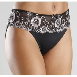 Bikinislip LASCANA "Wanda", Damen, Gr. 48/50, rosa (schwarz, rose), Microtouch, Spitze, Obermaterial: 80% Polyamid, 12% Polyester, 8% Elasthan, figurbetont, Unterhosen, mit Stickerei Spitze in floraler Optik