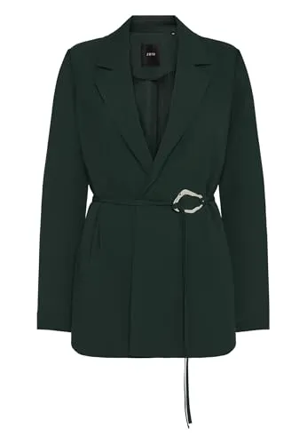 Zero Jackenblazer Damen strukturiert mit Bindedetail Schnalle grün 36 - Eleganter Damenblazer in grün mit strukturiertem Design und Bindedetail. Ideal für besondere Anlässe oder das Büro. Figurbetont und aus hochwertigem Polyester gefertigt.