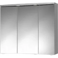 Spiegelschrank JOKEY "Trava LED" - Grau, 75 cm mit Beleuchtung - Spiegelschränke mit 3 Spiegeltüren und LED-Beleuchtung, variabel einsetzbare Einlegeböden für individuellen Stauraum.