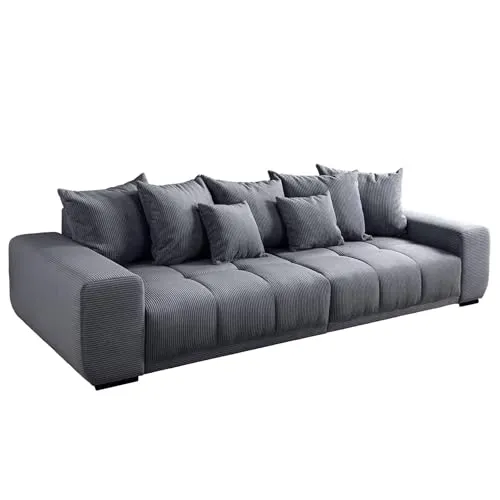 riess-ambiente Big-Sofa ELEGANCIA 285cm anthrazit - Big Sofa mit komfortablem Federkern, stilvolles Design und inklusive Kissen für höchsten Sitzkomfort in jedem Raum.