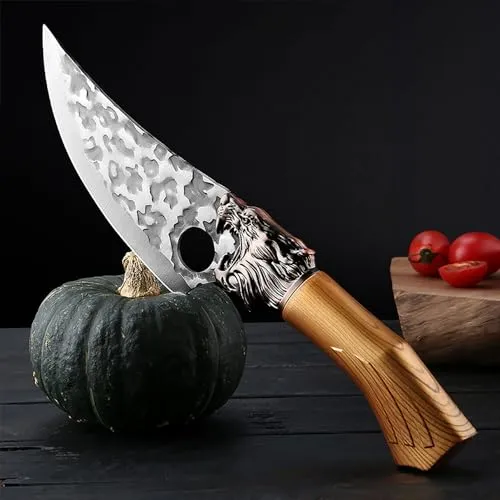 Muxel Kochmesser - Vielseitiges Hackmesser und Outdoormesser - Kochmesser in Premiumqualität: Hergestellt aus rostfreiem 5Cr15MoV Stahl, bietet es eine ultrascharfe Klinge für müheloses Schneiden von Fleisch und Gemüse. Ein unverzichtbarer Küchenhelfer mit edler Lederscheide.