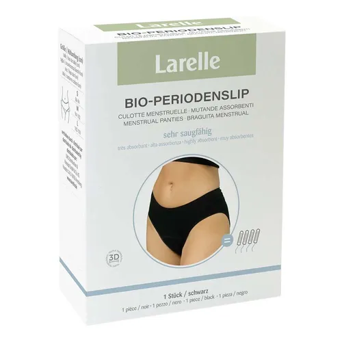 LARELLE Waschbarer Periodenslip aus Bio-Baumwolle, schwarz - Inkontinenz Schutzhosen & Unterwäsche - Hochabsorbierender Slip aus GOTS-zertifizierter Bio-Baumwolle, ideal für nachhaltige Damenhygiene und bis zu 4 Tampons Aufnahme.