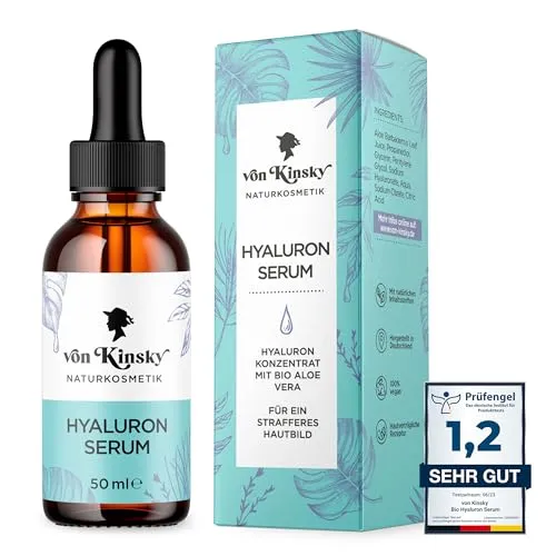 VON KINSKY Hyaluron Serum hochdosiert 50 ml - Hochdosiertes Serum mit 1,1 % reiner Hyaluronsäure zur Unterstützung der Hautpflege. Ideal für frische, elastische Haut. Angereichert mit Bio Aloe Vera für ein angenehmes Hautgefühl. Einfach anzuwenden!