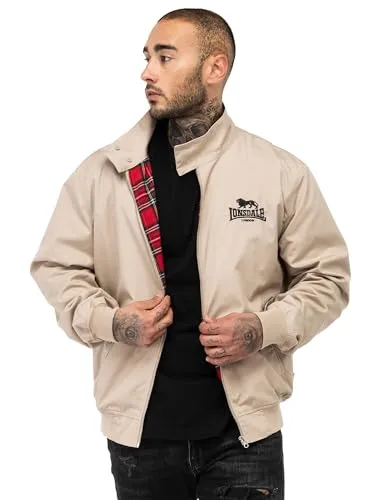 Lonsdale Herren Jacke CLASSIC - Slim Fit, Sand/Black/Tartan, XS - Funktionsjacken mit figurbetonter Passform, aus hochwertiger Baumwolle und Polyester, ideal für sportliche Aktivitäten und lässige Outfits.