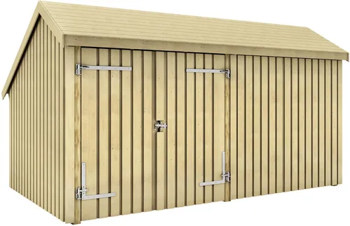 PLUS Multi Gartenhaus - Flachdach mit Tür - Skandinavisches Gartenhaus aus druckbehandeltem Holz, ideal für Innen- und Außenbereich. Langlebig und einfach montierbar, inklusive Blumenkasten.