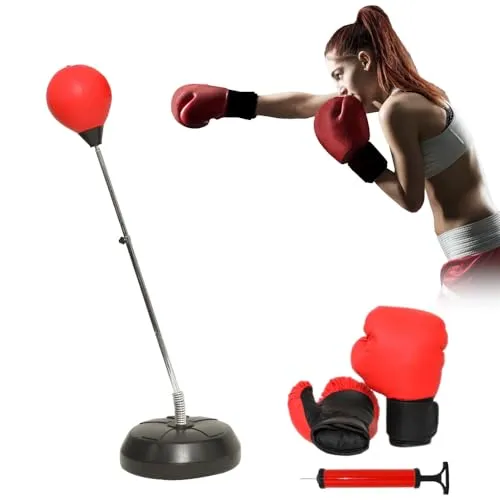 Mucola Standboxsack für Erwachsene mit Boxhandschuhen - Höhenverstellbarer Standboxsack für effektives Ganzkörpertraining, inklusive Boxhandschuhe und Luftpumpe - ideal für Boxen und Kickboxing.