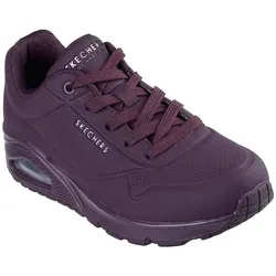 Wedgesneaker SKECHERS "UNO STAND ON AIR" Damen, Gr. 35, rot (burgunder) - Sportliche Sneaker aus Lederimitat mit weich gepolsterter Innensohle und Skechers Air-Cooled Memory Foam für optimalen Komfort. Ideal für Freizeit und Alltag.