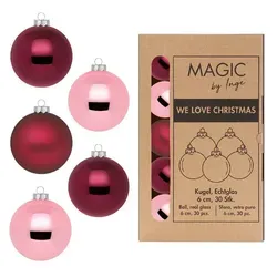 MAGIC by Inge Weihnachtsbaumkugel, Weihnachtskugeln Glas 6cm 30 Stück - Berry Kiss rosa