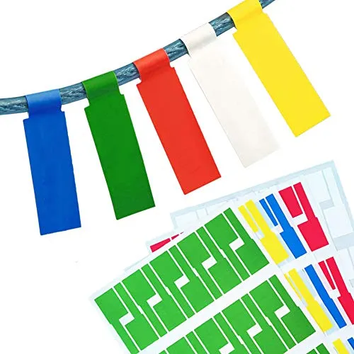 Stück Kabelbeschriftung, XCOZU Kabel Beschriftung Selbstklebend Kabeletiketten, UV-beständige Wasserdicht Reißfest Haltbar Kabel Aufkleber für Laserdrucker, 5 Farben 25 Blatt 750