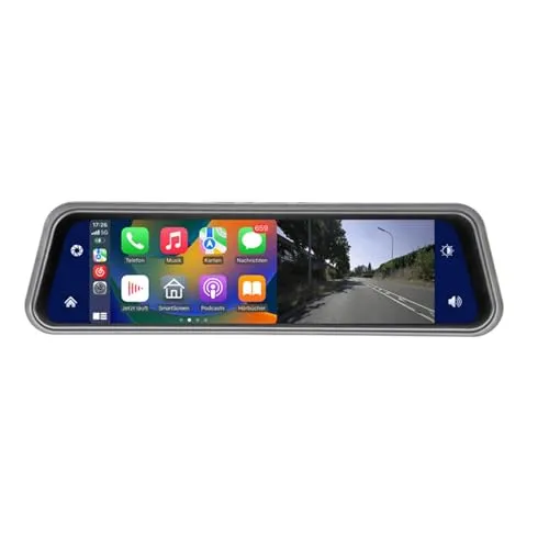 AMPIRE CPS091 Smartphone Spiegelmonitor 9" mit AHD Dashcam - Dashcam mit 9 Zoll Touchscreen, ideal zur Rückfahrunterstützung und für mehr Sicherheit im Straßenverkehr.