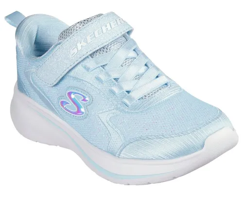 Skechers Sneaker "WAVE 92" mit Glitzer für Mädchen - Wanderschuhe, Schlupfschuh in hellblau mit funkelndem Glitzer und Größenschablone zum Download für perfekten Sitz.