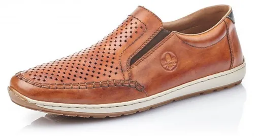Rieker 08868 FSK Herren Halbschuhe Peanut, Gr. 43 - Herren-Schnürhalbschuhe aus hochwertigem Leder, mit bequemer Slipper-Funktion für optimalen Tragekomfort im Alltag.