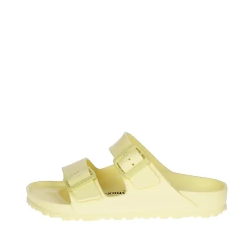 Birkenstock Arizona EVA Sandalen Damen in Popcorn, Größe 39 - Leichte und wasserfeste Sandalen mit anatomisch geformtem Fußbett und 2 Riemen; ideal für den Sommer und Made in Germany.