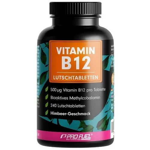 Vitamin B12 Lutschtabletten 240x HIMBEERE - 500µg hochdosiert, 100% vegan - Vitamin B12 Präparate mit 500µg pro Tablette, leckerer Himbeer-Geschmack, zuckerfrei und ideal für eine optimale Versorgung über die Mundschleimhäute.