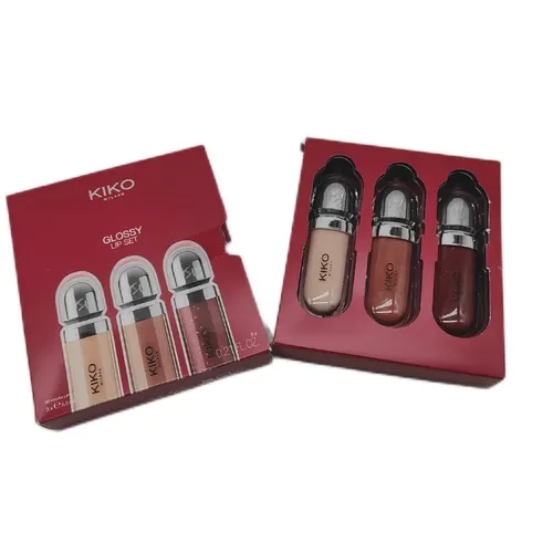 KIKO Milano Glossy Lip Set 03 - Lipglosse-Set mit 3 Feuchtigkeitsspendern für unwiderstehlichen Glanz und 3D-Volumeneffekt. Ideal für jeden Look und strahlende Lippen bis zu 8 Stunden!