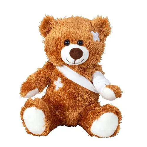 Geschenkestadl Teddybär verletzt 22 cm Verband Pflaster Gute Besserung Kuschelbär Kuscheltier Bär Teddy, Braun