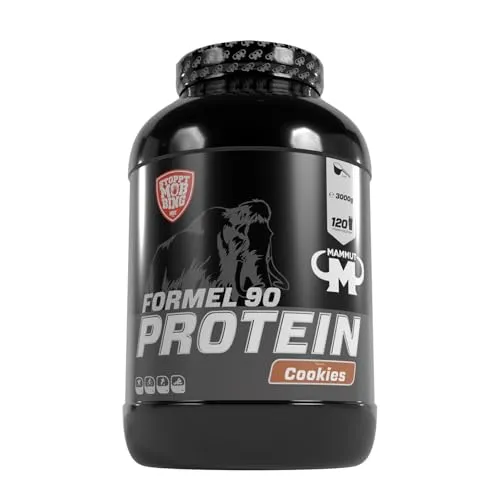 Best Body Mammut Formel 90 Protein Whey 3000 g Dose mit Gratis Shaker - Protein Shakes & Muskelaufbau: Hochwertiges Whey-Protein für effektiven Muskelaufbau, ideal für Fitness und Bodybuilding, enthält 3000g mit leckerem Cookies-Geschmack.