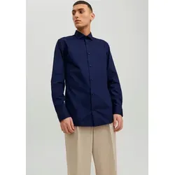 Jack & Jones Langarmhemd JPRBLAPARKER SHIRT L/S - Perfect Navy - Modisches Businesshemd aus 100% Baumwolle, atmungsaktiv und slim fit, ideal für den eleganten Auftritt im Büro.