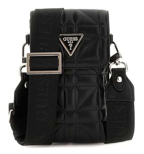 Guess Umhängetasche Latona, Black - Stylische Umhängetasche mit geometrischem Muster, abnehmbaren und verstellbaren Schulterriemen für individuellen Tragekomfort, ideal für den Alltag.