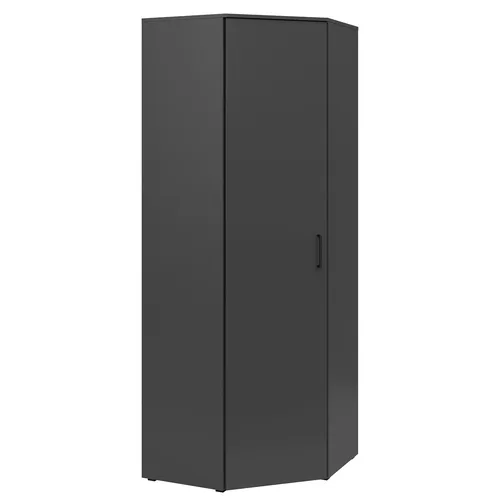 Eckschrank in Betonoptik - 101 cm Breite - Kleiderschrank im modernen Design mit Drehtür, Einlegeboden und Kleiderstange. Ideal für platzsparende Lösungen im Schlafzimmer.