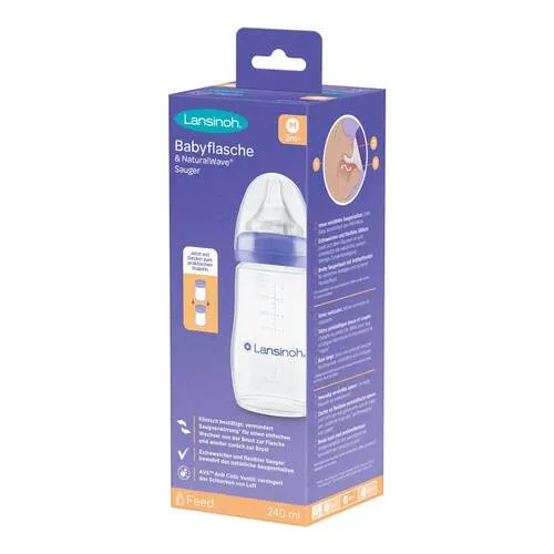 Lansinoh Naturalwave Babyflasche 240ml & Sauger M Flaschen 1 St