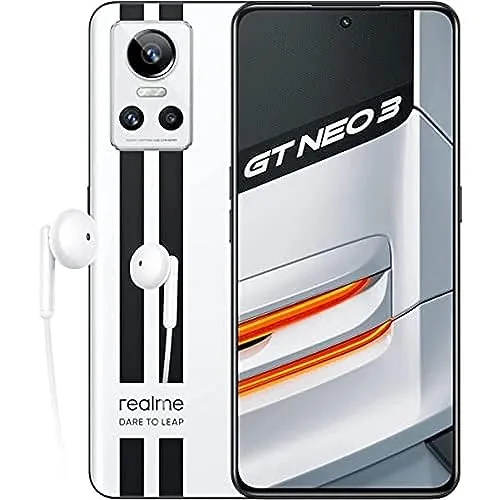 realme GT neo 3 80 W - 8+256GB 5G Smartphone ohne Vertragy,MediaTek Dimensity 8100 Prozessor, SuperDart-Aufladung,120 Hz Super OLED Display,Dual SIM,NFC,Sprint White
