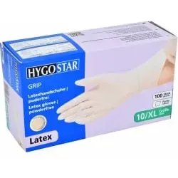 HYGOSTAR® Latexhandschuhe Grip, puderfrei, weiß 2670 , 1 Packung = 100 Stück, Größe XL